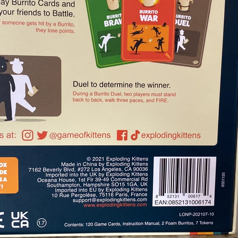 THROW THROW BURRITO | DODGEBALL CARD GAME-By Exploding Kittens-New in Box!